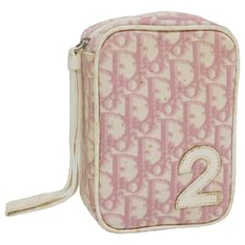Christian Dior-Christian Dior Trotter Canvas Pouch Pink Auth ai693-Pink