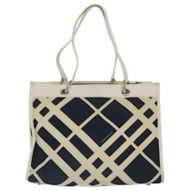 Burberry-BURBERRY Tote Bag Canvas Navy White Auth bs11353-White,Navy blue