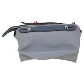 Fendi-FENDI By The Way Shoulder Bag Leather Gray Auth 61939-Grey