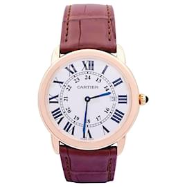 Cartier-Reloj Cartier “Ronde Solo” en oro rosa, cuir.-Otro