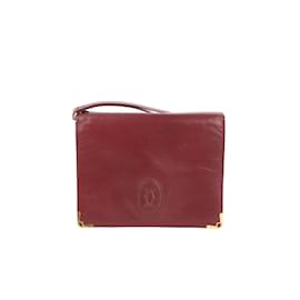 Cartier-Leather Clutch Bag-Dark red