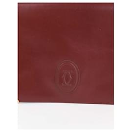 Cartier-Leather Clutch Bag-Dark red