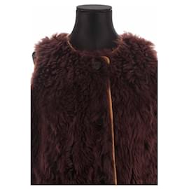 Marni-leather trim coat-Brown