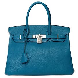 Hermès HERMES BIRKIN BAG 30 in Blue Leather - 101731 Blue