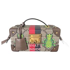 Sac à main Gucci Padlock GG Édition Limitée Imprimé Ananas Marron