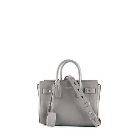 SAINT LAURENT - Bolsa de dia nano em couro texturizado cinza Cinza