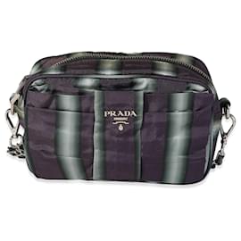 Prada-Borsa fotografica Prada in nylon a righe viola e grigio-Grigio,Porpora