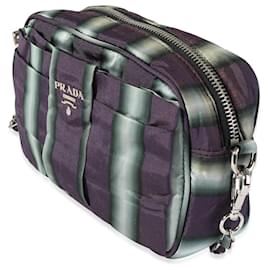 Prada-Prada bolso cámara de nailon a rayas moradas y grises-Gris,Púrpura