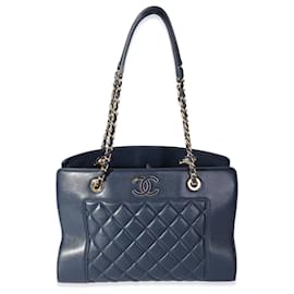 Chanel-Cabas Mademoiselle Vintage en cuir matelassé bleu marine Chanel-Bleu