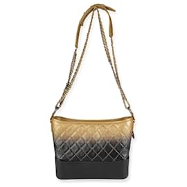 Chanel-Chanel Black & Gold Ombre Quilted Goatskin Medium Gabrielle Hobo-Other