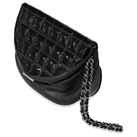 Chanel-Bolso de mano con barra de chocolate de charol negro de Chanel-Negro