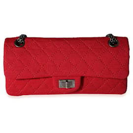 Chanel-Sac à rabat doublé Chanel Red Jersey East West Reissue-Rouge