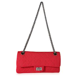 Chanel-Chanel Red Jersey East West Reissue bolso con solapa forrado-Roja
