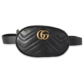 Gucci-Gucci Black Matelassé Leather GG Marmont Belt Bag 95/38-Black