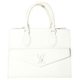 Louis Vuitton-Louis Vuitton White Leather Monochrome Lockme Tote Pm-White