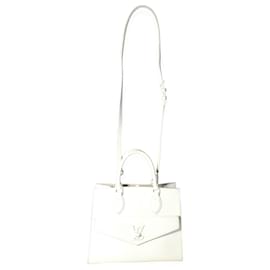 Louis Vuitton-Bolso tote Lockme monocromático de cuero blanco de Louis Vuitton Pm-Blanco