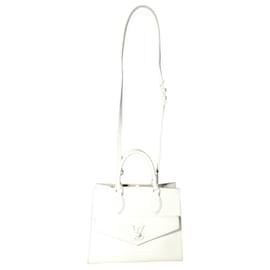Louis Vuitton-Louis Vuitton White Leather Monochrome Lockme Tote Pm-White