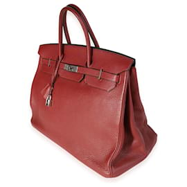 Hermès-Hermès Rouge H Clémence Birkin 40 PHW-Dark red