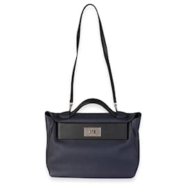 Hermès-Hermès Bleu Nuit Togo Black Swift 24/24 29 PHW-Black,Blue