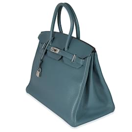 Hermès-Hermes Bleu Orage Clemence Birkin 35 PHW-Blu