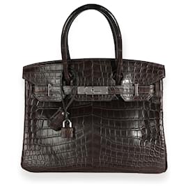 Hermès-Hermès Havane Matte Niloticus Crocodile Birkin 30 PHW-Marron