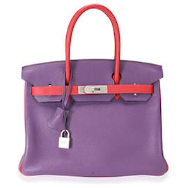 Hermès-Hermès HSS Anemone & Rouge Casaque Clémence Birkin 30 BPHW-Red,Purple
