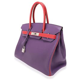 Hermès-Hermès Hss Anemone & Rouge Casaque Clémence Birkin 30 Bphw-Rouge,Violet