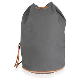 Hermès-Hermes Grey Canvas Polochon Mimile Drawstring Bucket Bag Rucksack Phw-Braun,Grau