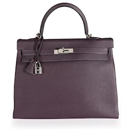 Hermès-Hermès Raisin Togo Kelly Retourne 35 PHW-Purple