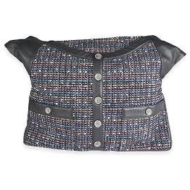 Bolsa Chanel Navy Pele de Cordeiro e Tweed Multicolorida Menina Azul Multicor