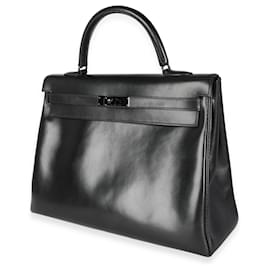 Hermès-Hermès Rare Veau Box Noir So Black Retourne Kelly 35 PVD-Noir