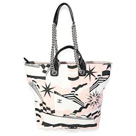 Chanel-Chanel black, pink, & White Canvas La Pausa Shopping Tote-Pink,Multiple colors