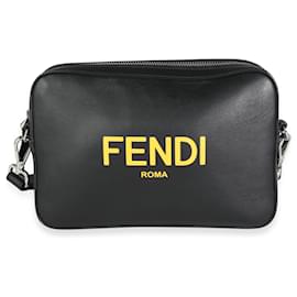 Fendi-Fendi Black Calfskin & Sunflower Logo Mini Camera Bag-Black