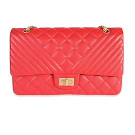 Chanel-Chanel Red Quilted Caviar Reissue 2.55 227 Double Flap Bag-Red