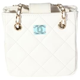 Chanel-Petit sac cabas Chanel en cuir d'agneau matelassé blanc-Blanc