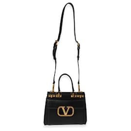 Valentino-Valentino Alcove Small Rockstud Bag aus schwarzem genarbtem Kalbsleder-Schwarz