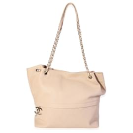 Chanel-Chanel Beige Quilted Grained Calfskin Zip & Carry Tote-Beige