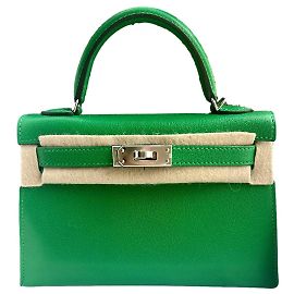 Hermès Mini Kelly Chèvre Bambu Paládio Verde
