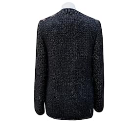 Chanel-2015 Black and Brown Lurex Knit Cardigan Size 40 fr-Black
