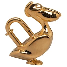 Hermès-Charme de serrure Hermes Gold Pelican Cadena-Doré