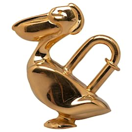 Hermès-Charme de serrure Hermes Gold Pelican Cadena-Doré