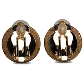 Chanel-Chanel Gold Resin CC Clover Clip On Earrings-Golden