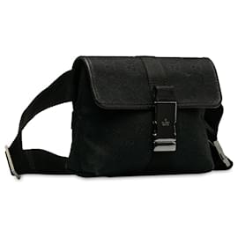 Gucci-Gucci Black GG Canvas Belt Bag-Black