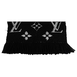 Louis Vuitton-Louis Vuitton Black Logomania Wool Shine Scarf-Black