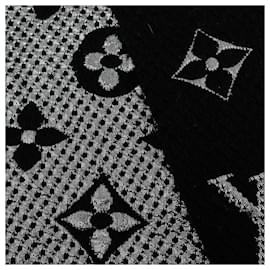 Louis Vuitton-Écharpe brillante en laine noire Logomania de Louis Vuitton-Noir