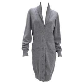 Chanel-Claudia Schiffer Style CC Buttons Cashmere Cardigan-Grey