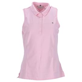 Tommy Hilfiger-Ärmelloses Slim-Fit-Poloshirt aus Stretch-Baumwolle für Damen-Pink
