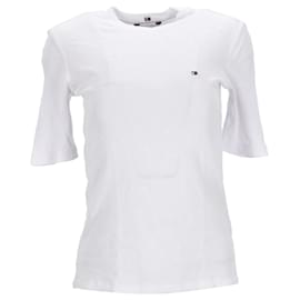 Tommy Hilfiger-Camiseta feminina de meia manga com gola alta-Branco