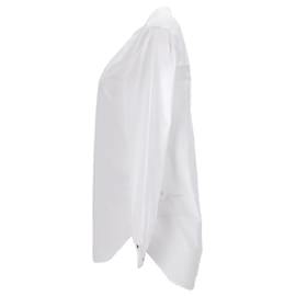 Tommy Hilfiger-Camisa feminina essencial de algodão com gola mandarim Tommy Hilfiger em algodão branco-Branco