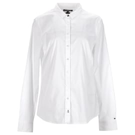 Tommy Hilfiger-Tommy Hilfiger Womens Heritage Slim Fit Shirt in White Cotton-White